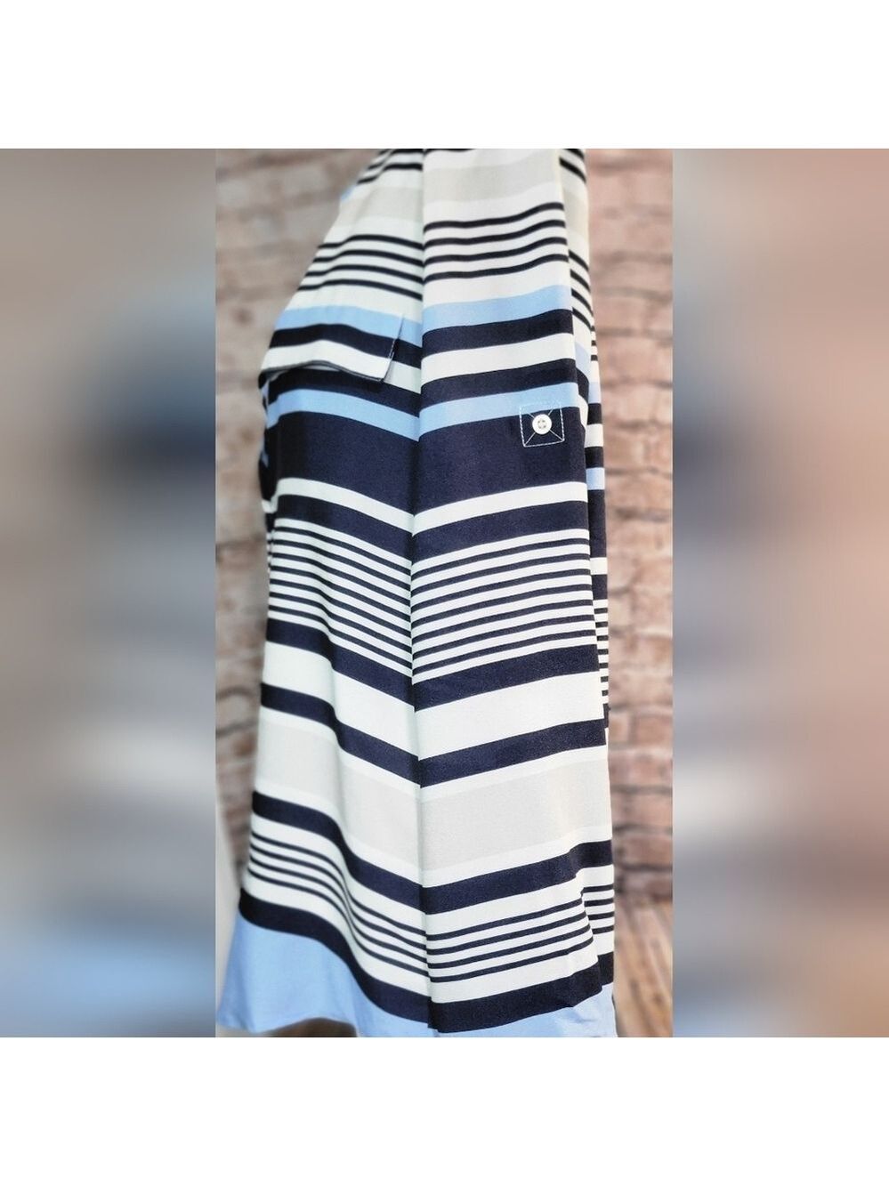 Calvin Klein Striped Button Down Long Sleeve Top Large XL - Picture 4 of 6